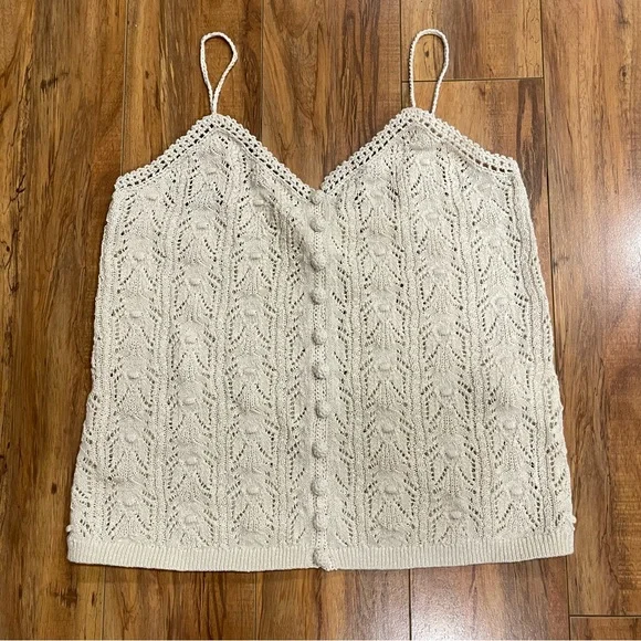Sezane Francisco Cream Knit Crochet Cami Tank Top Size S - Picture 3 of 16